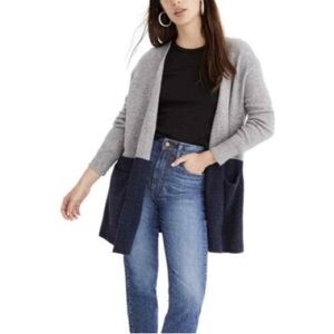 Madewell Ryder Colorblock Heather Gray Open Cardigan Wool Alpaca Large